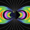 Drawing of radiation belts around Earth.