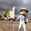 Chip wearing a space suit.