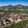 The CU Boulder campus and the Flatiron Mountains.