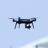 A quadcopter flying.
