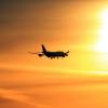 Commercial plane in flight.