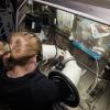 A NASA astronaut conducting work aboard ISS.