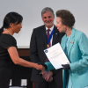 Jade Morton with RIN President Prof Terry Moore and Princess Royal Highness Anne for RIN Fellowship