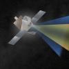 Graphic of the Janus spacecraft mapping a binary asteroid