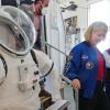  NASA's Pam Melroy tours an aerospace engineering lab on the CU Boulder campus.