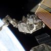Earth from space with the ISS solar panels