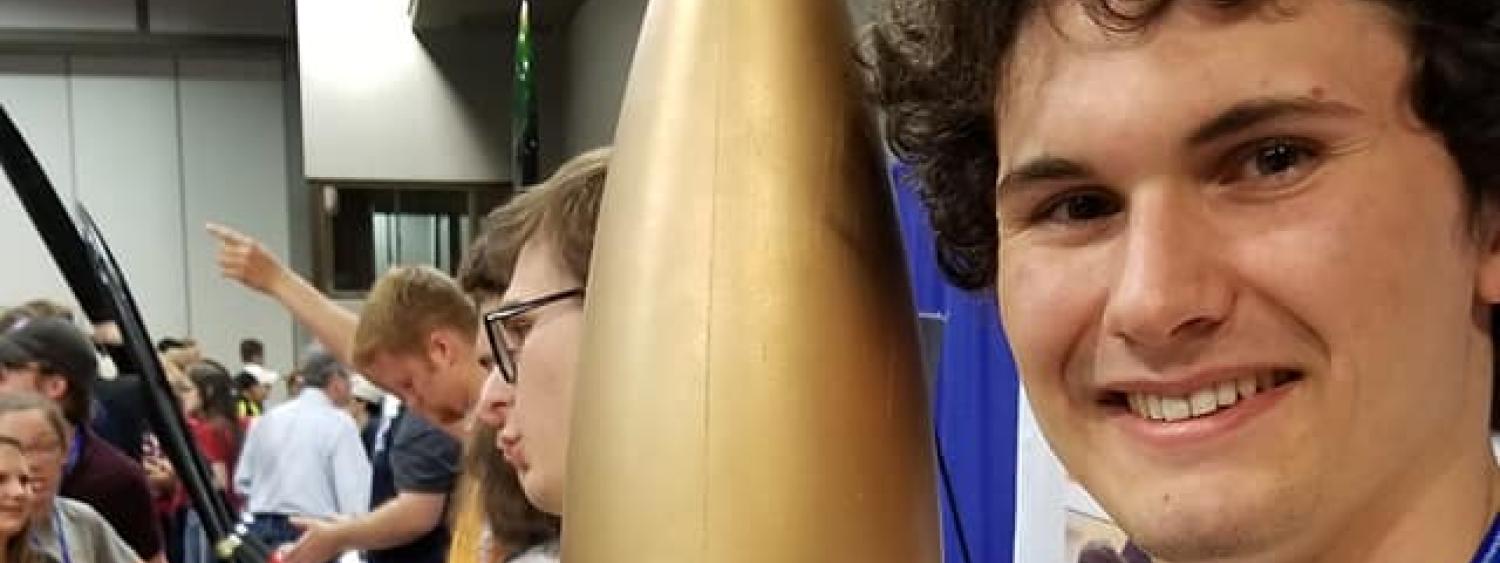 Connor Morency at the NASA Student Launch Competition in Huntsville, AL in 2019