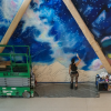 Painting magnificant murals in CU Boulder's new aerospace building
