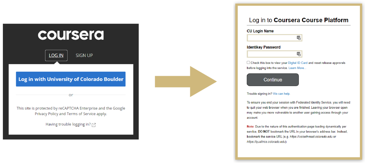 Screenshot of login screens