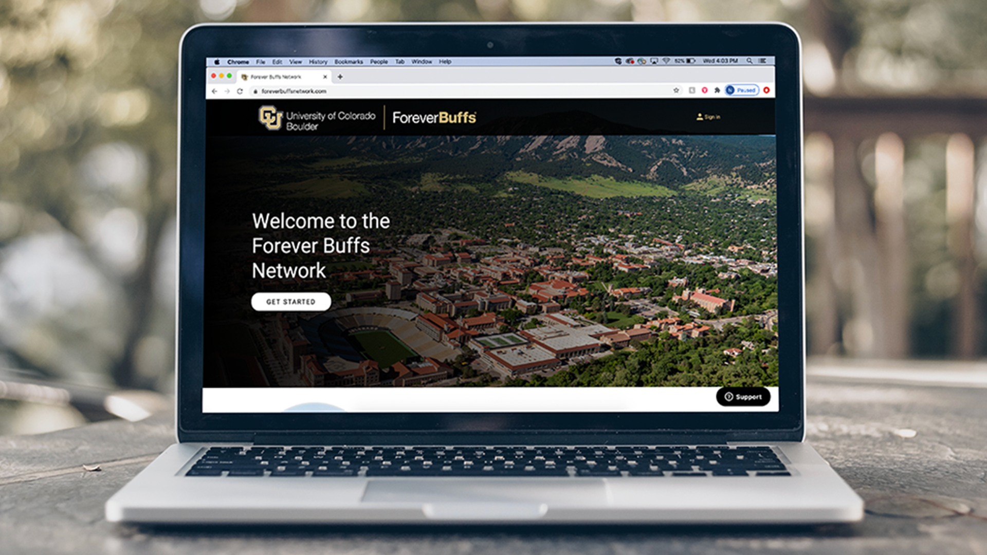 Forever Buffs Network homepage on a computer screen