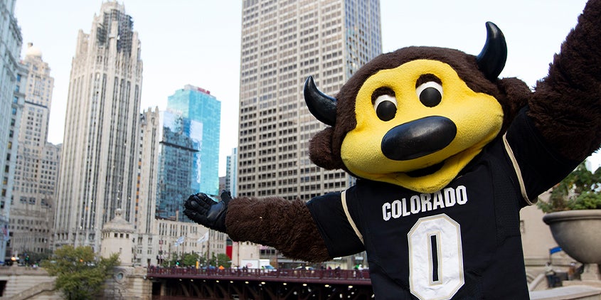 CU Boulder mascot Chip in the city