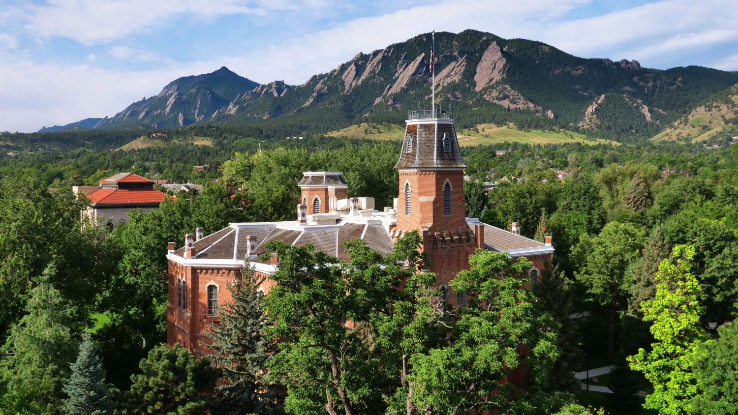 aerial view of CU Boulder campus