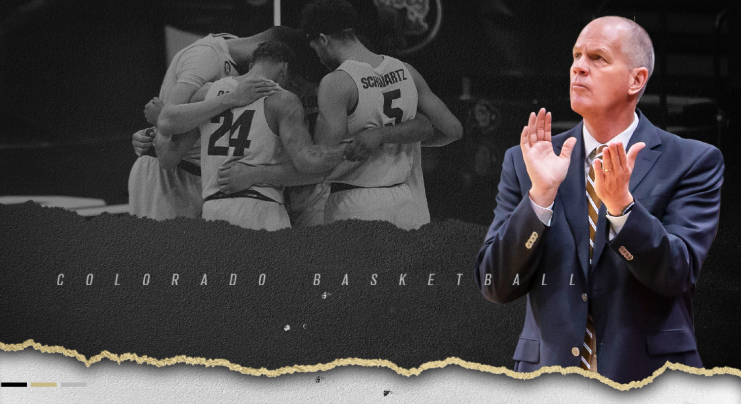 Cu boulder buffs basketball coach cheers on members of the men's basketball team