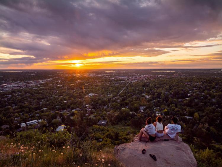 Students watching the sunset