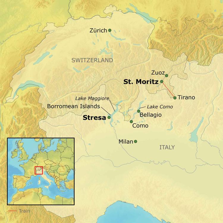 Swiss Alps & Italian Lakes Map