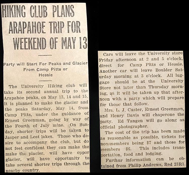 Newspaper Clipping Hiking Club