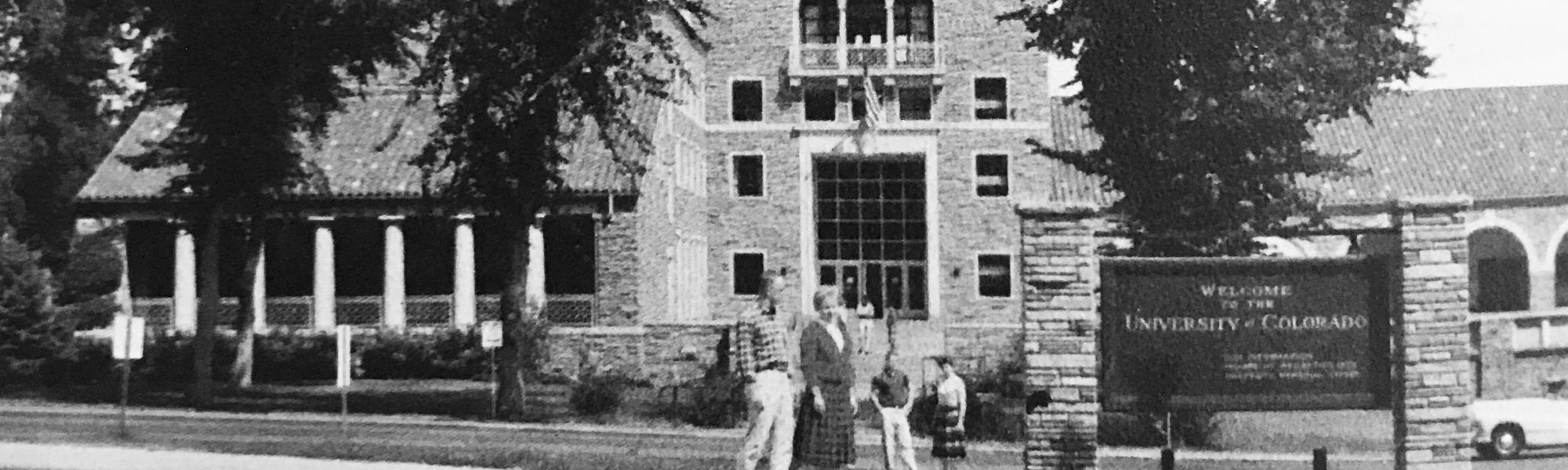 historical photo of students on CU campus
