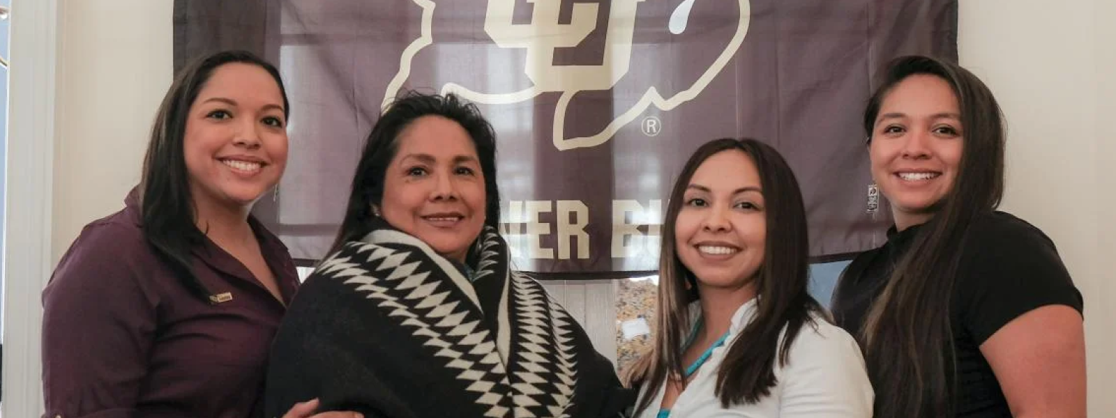 Pictured (left to right): American Indian Legacy Family. Kalee Salazar ‘12, Patrita Salazar ‘17, Tachara Salazar ‘09, Cibonet Salazar ‘15