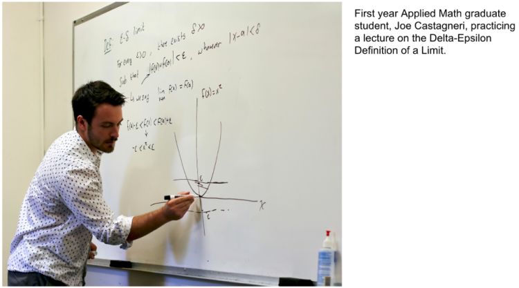 First-year APPM graduate student practicing a lecture.