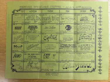 A calendar of a month with events at the DFC.