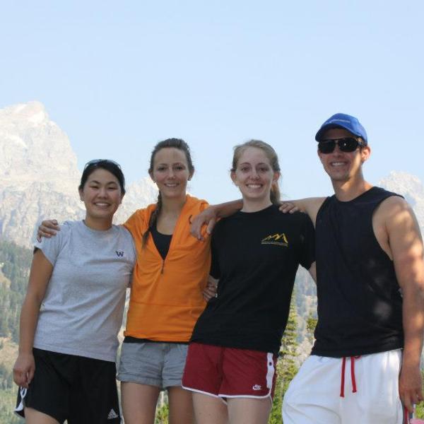 Emi, Emily, Kelly, and Dan at Teton National Park before Polymer Networks 2012