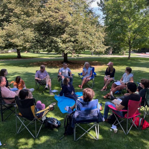 Graduate Student Orientation Picture outside in front of Hale