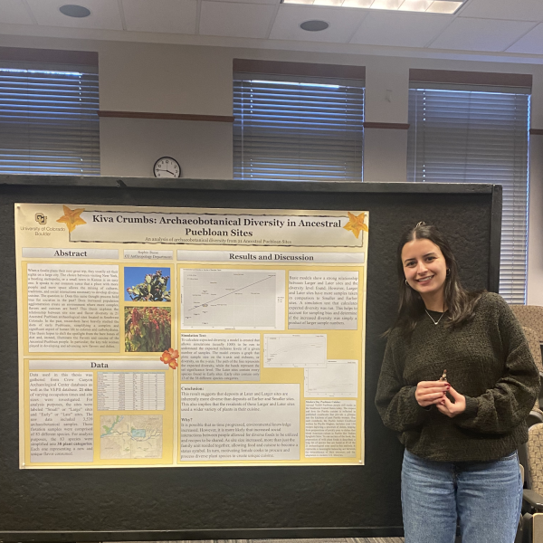 Sophia in front of her poster