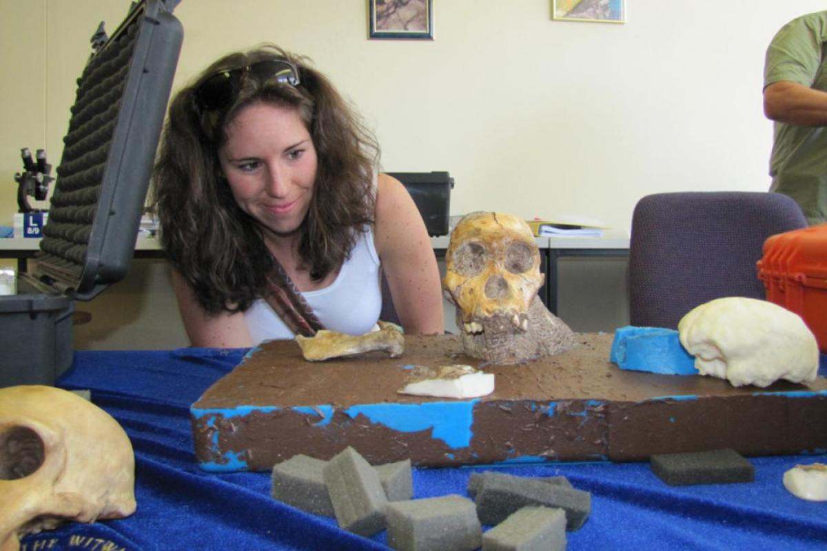 jennifer_leichliter looking at a skull on a table