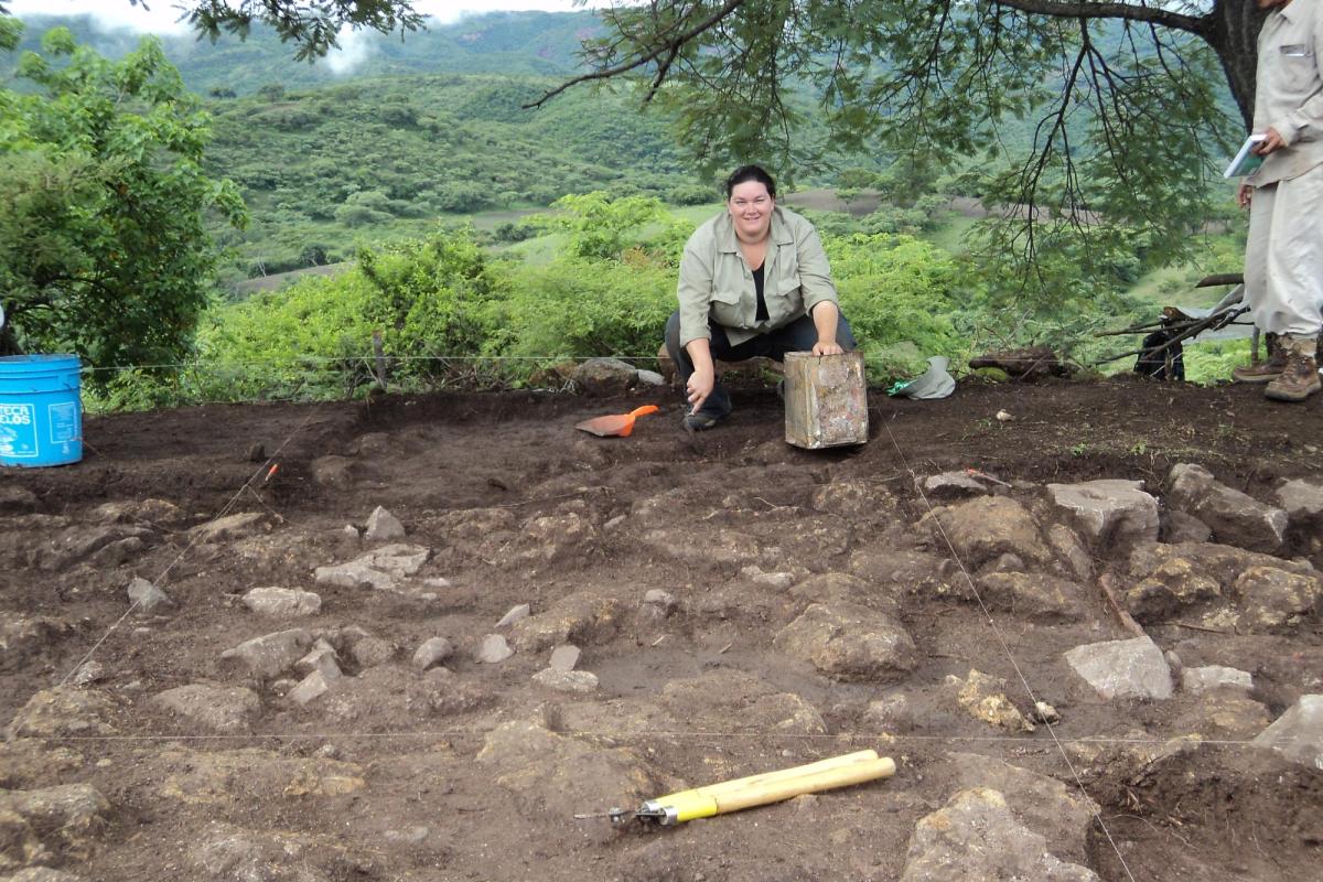 Student working on the dig