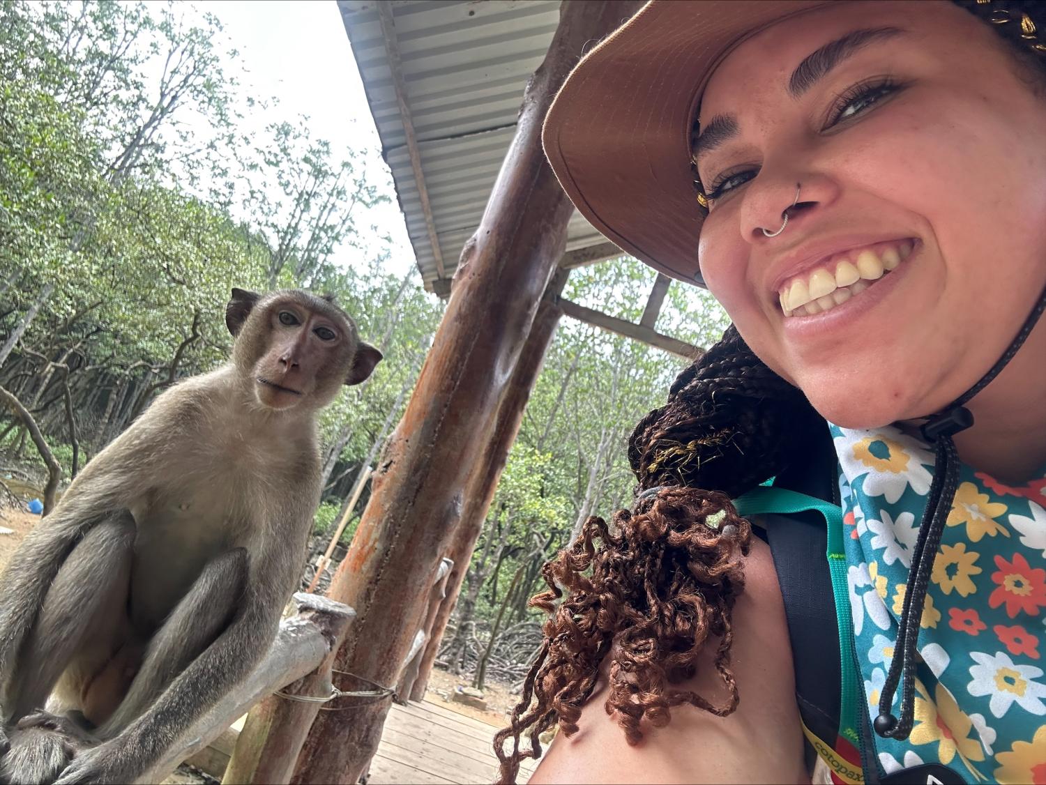 Autumn Lucas selfie with a monkey
