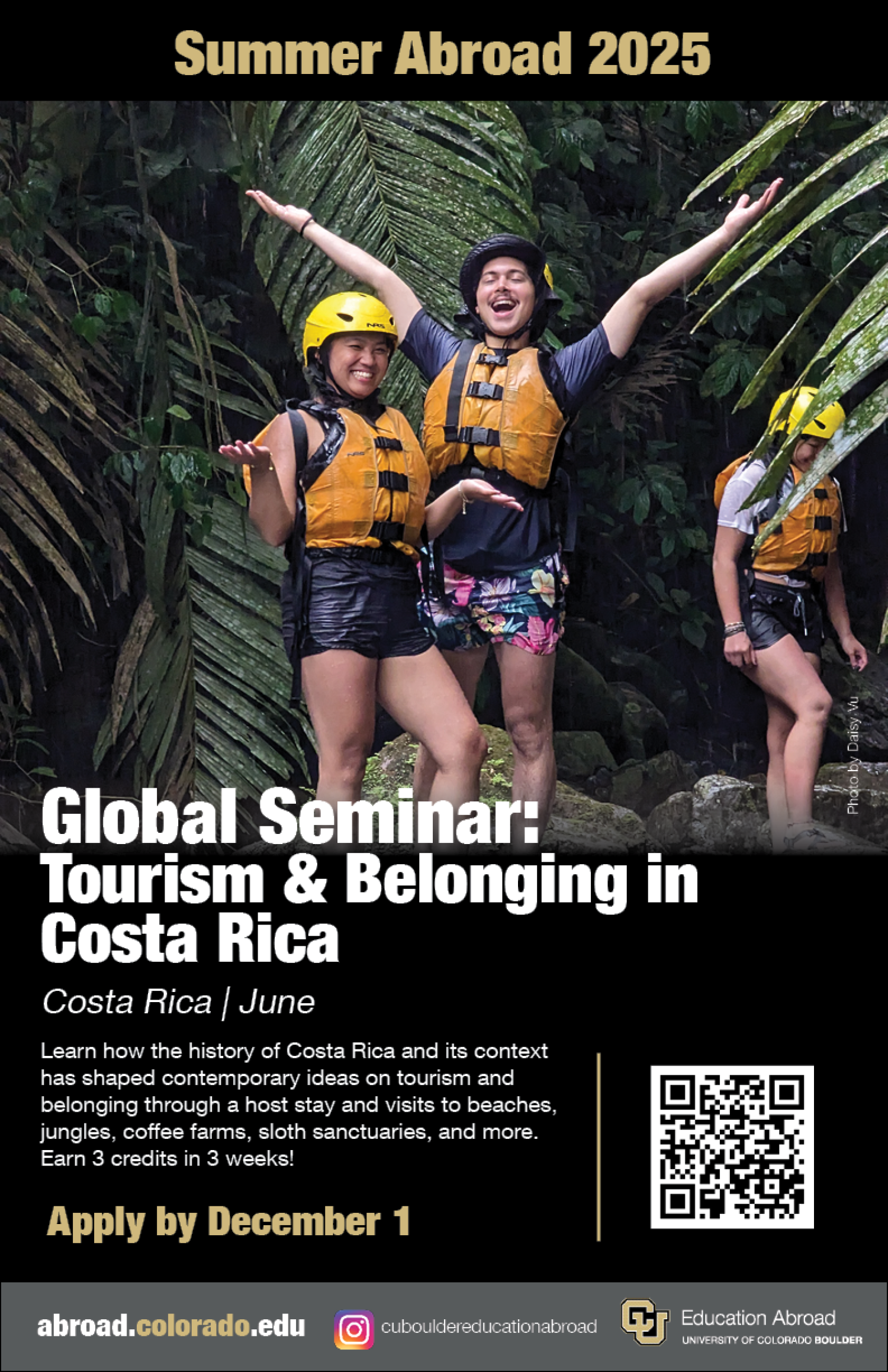 Costa Rica Flyer with students after a rafting trip