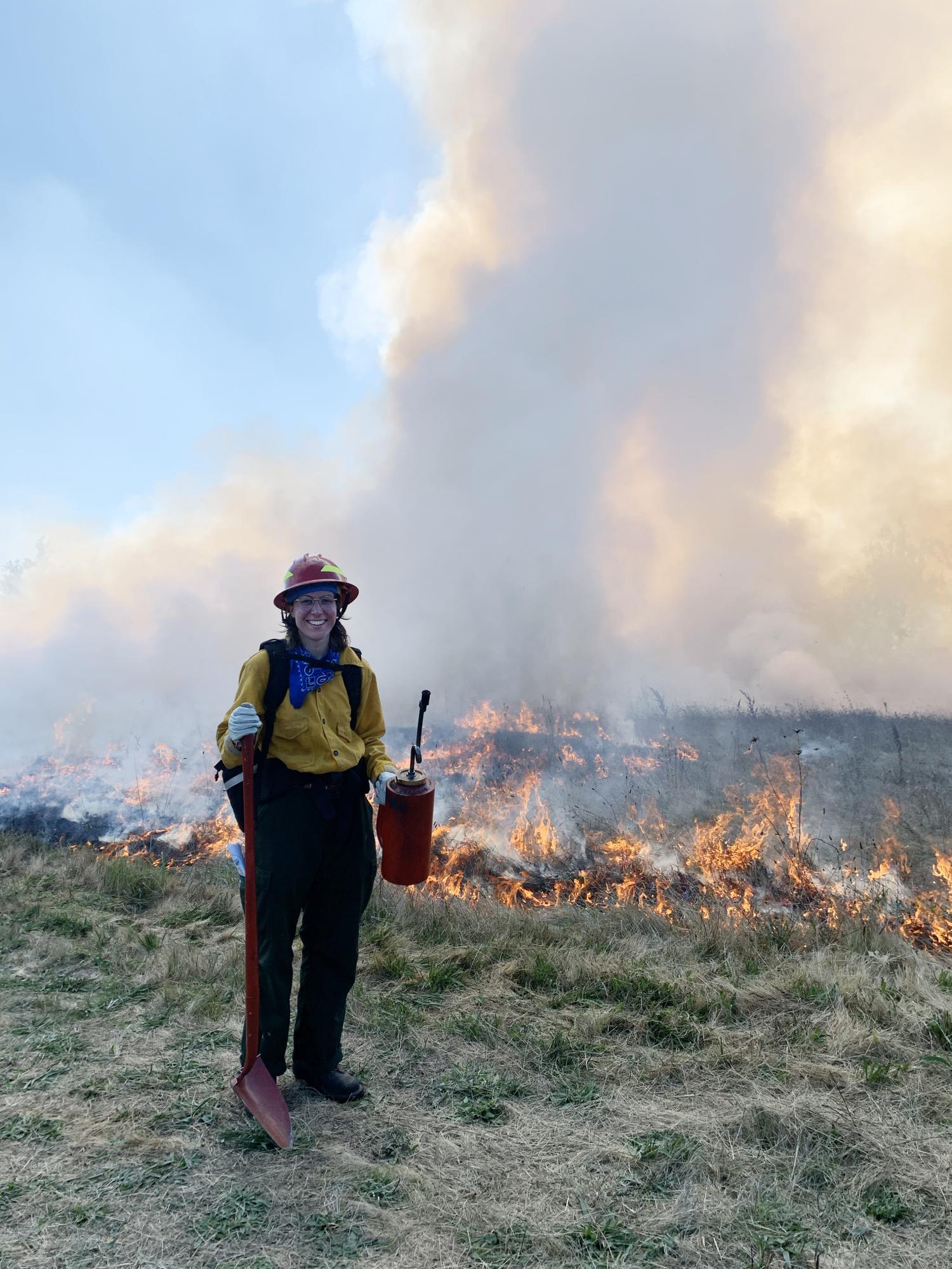Arielle tending field fire