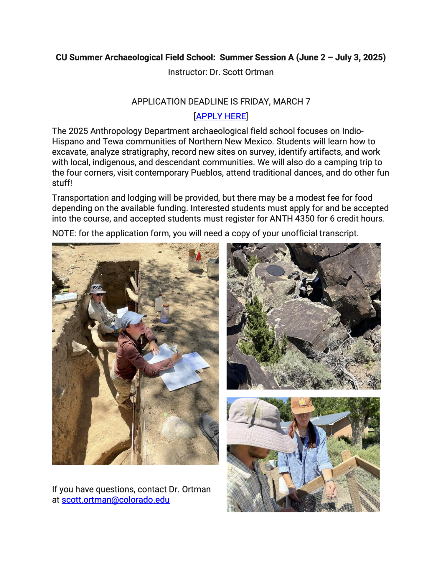 2025 Field School Flyer