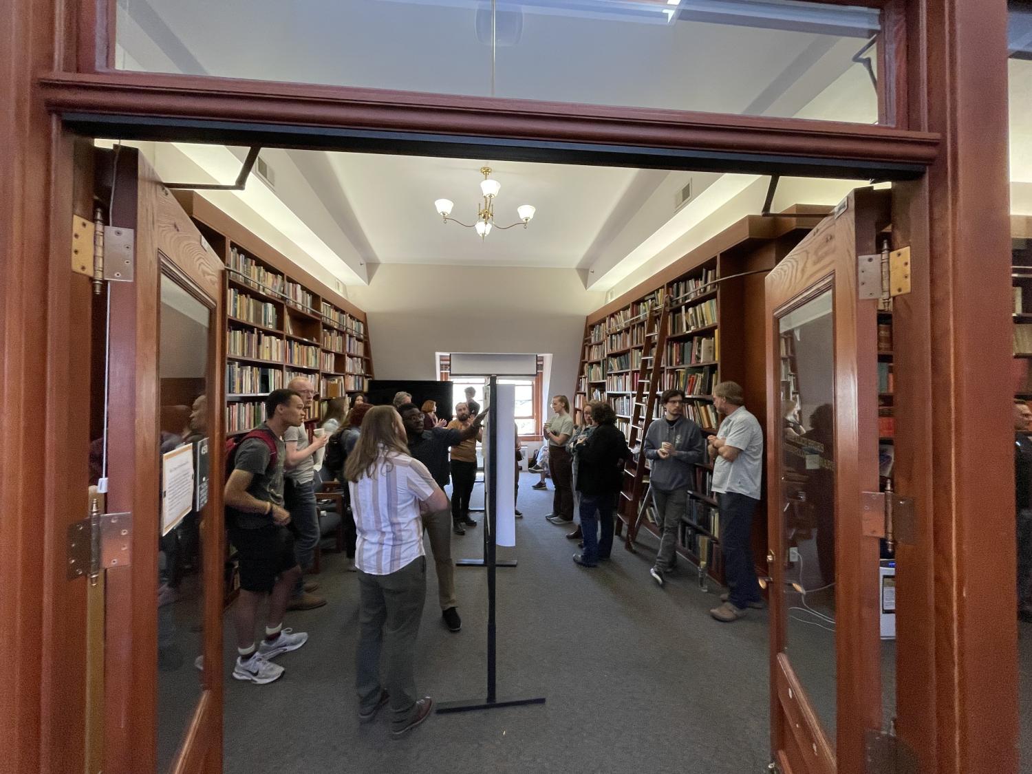 Library with posters