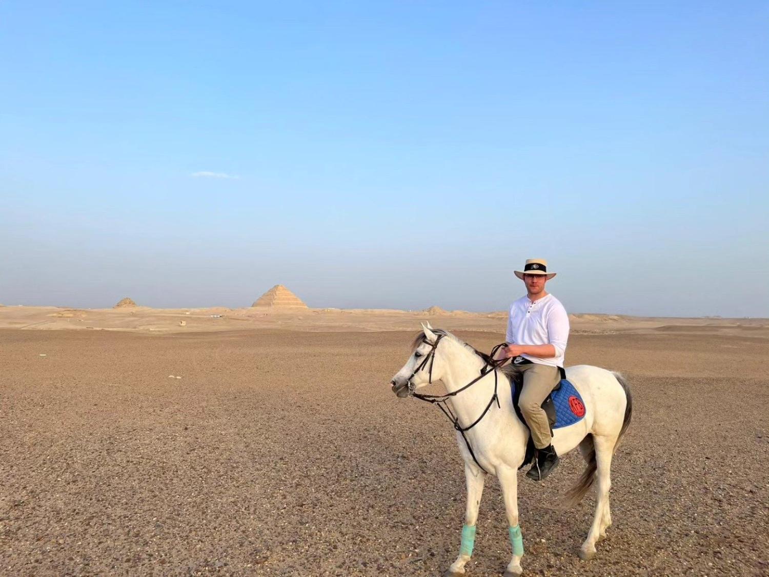 Will Taylor on horse in the desert