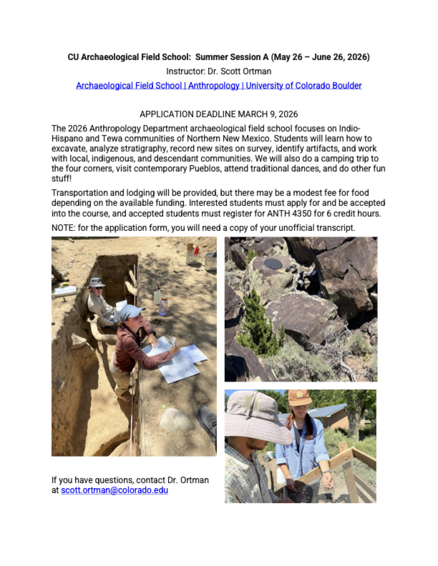 2026 Field School Flyer