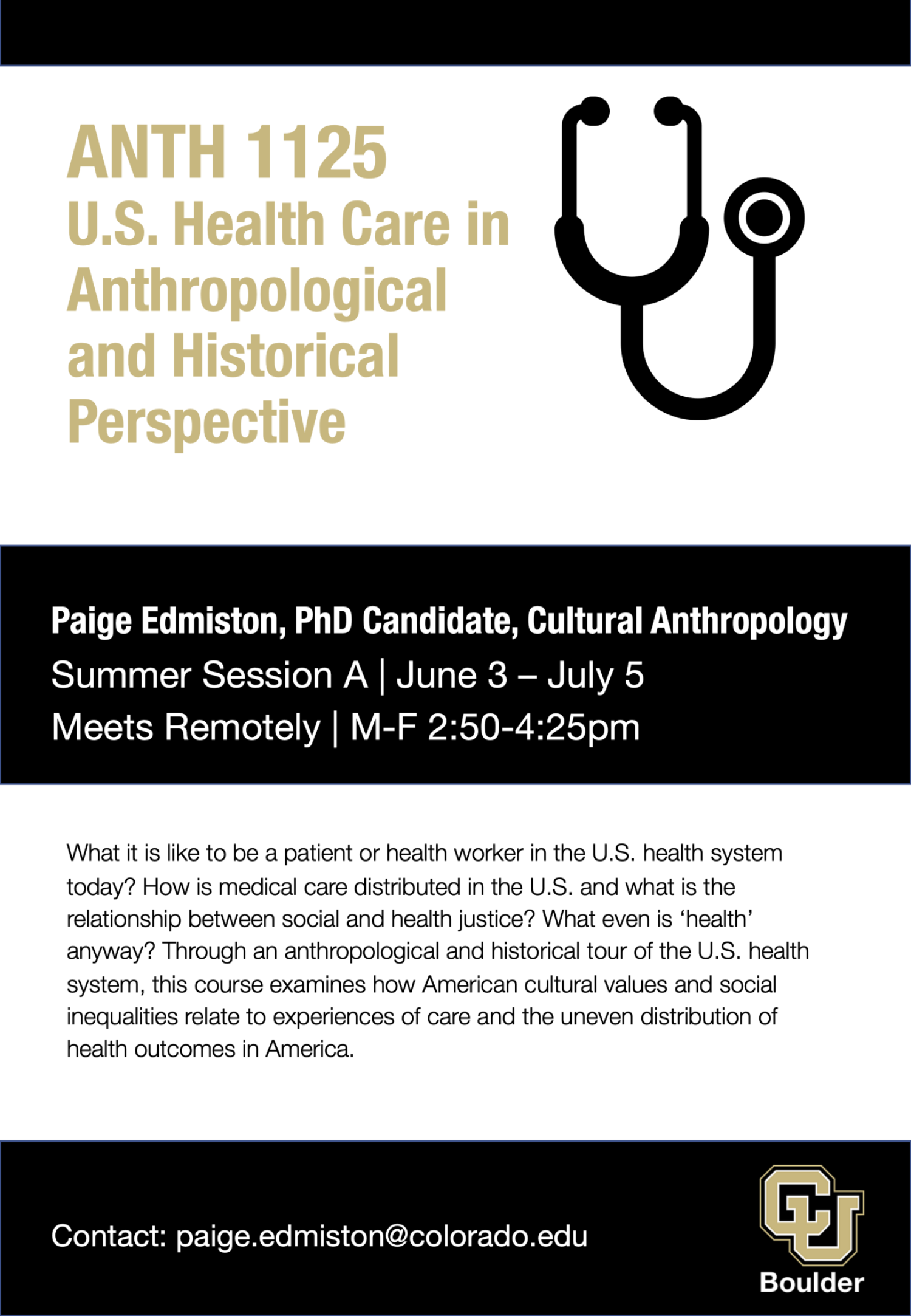 Anth 1125 flyer with a stethoscope