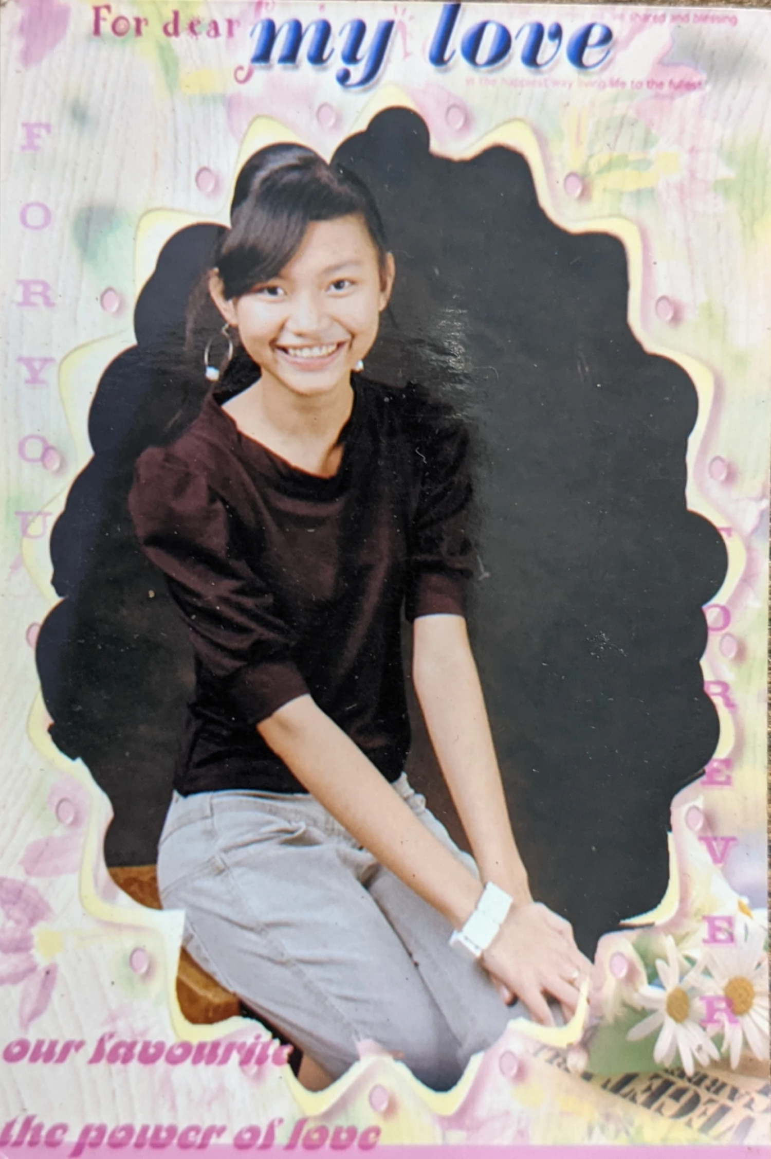 A picture of Chu with a frame that reads for dear my love our favourite the power of love
