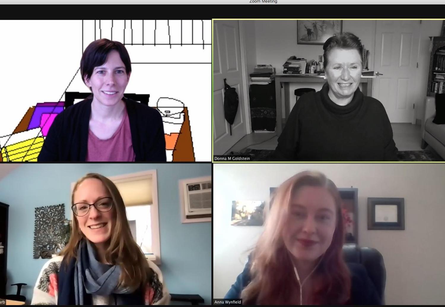 Alison Cool, Donna Goldstein, Kate Goldfarb and Anna Wynfield Zoom Screen