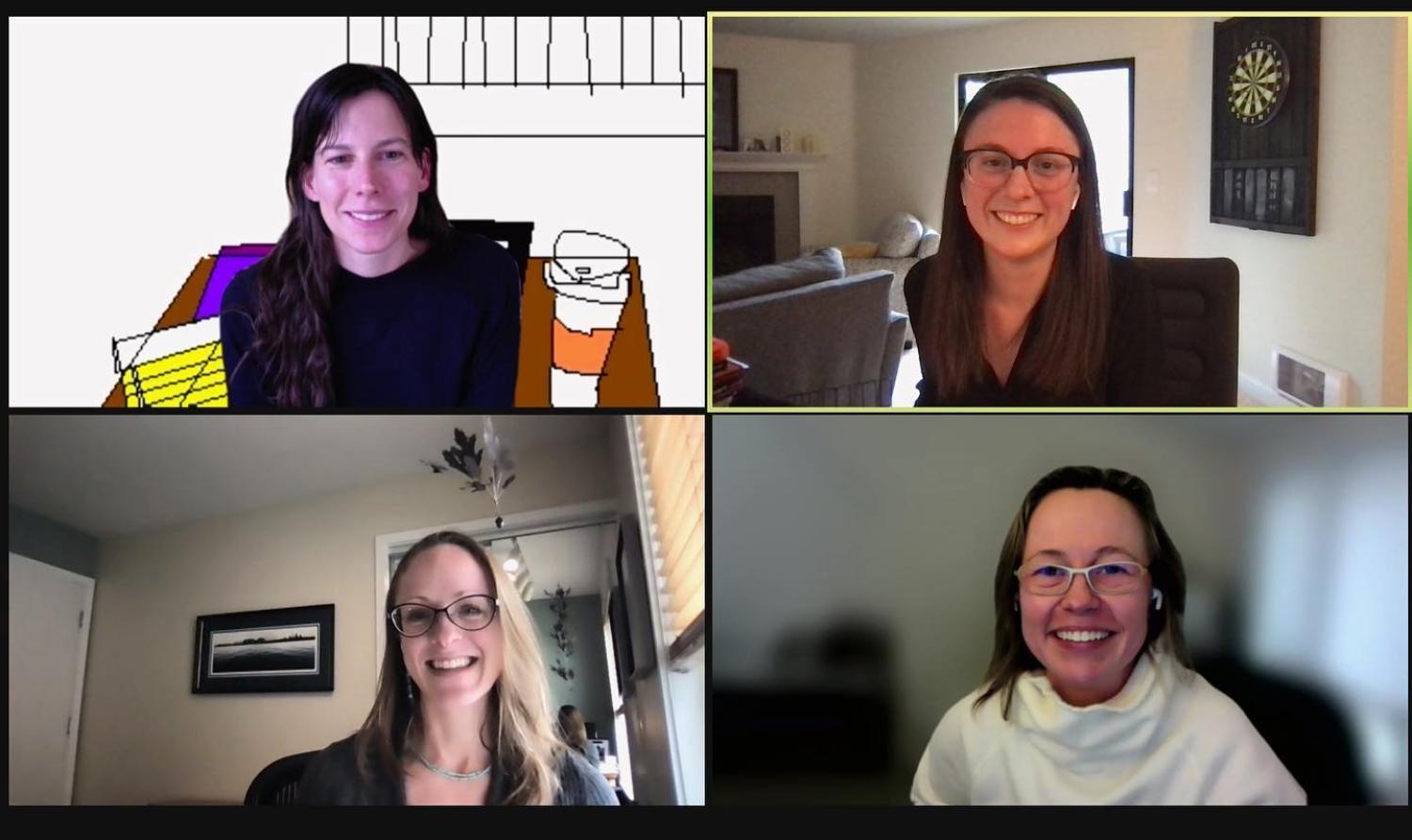 Alison Cool, Paige Edmiston, Kate Goldfarb & Carla Jones Zoom Screen