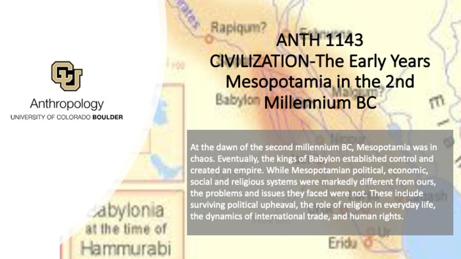 ANTH 1143 Promo Slide featuring a Babylonia Map