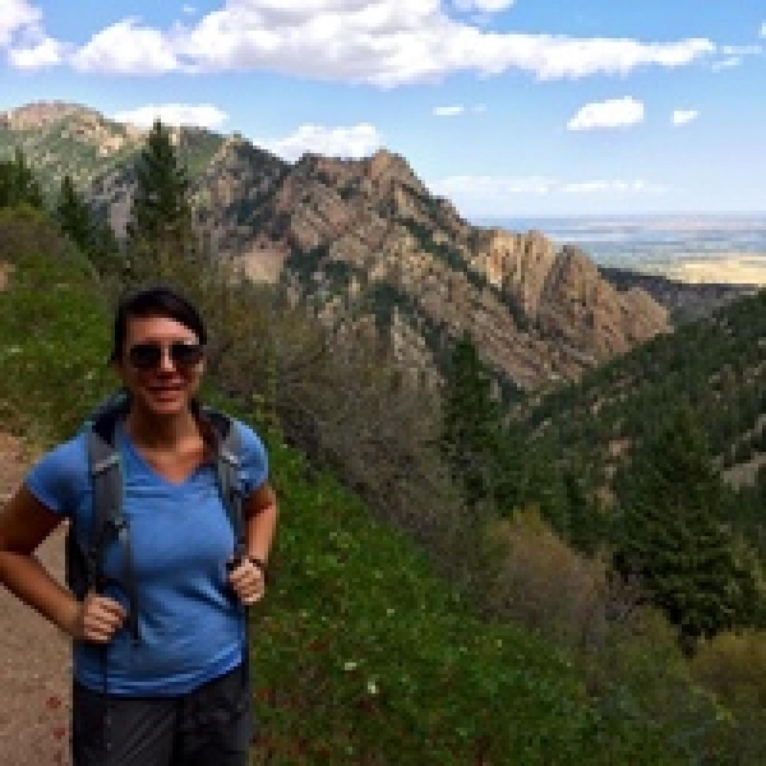 emily hite in the mountains on a hike
