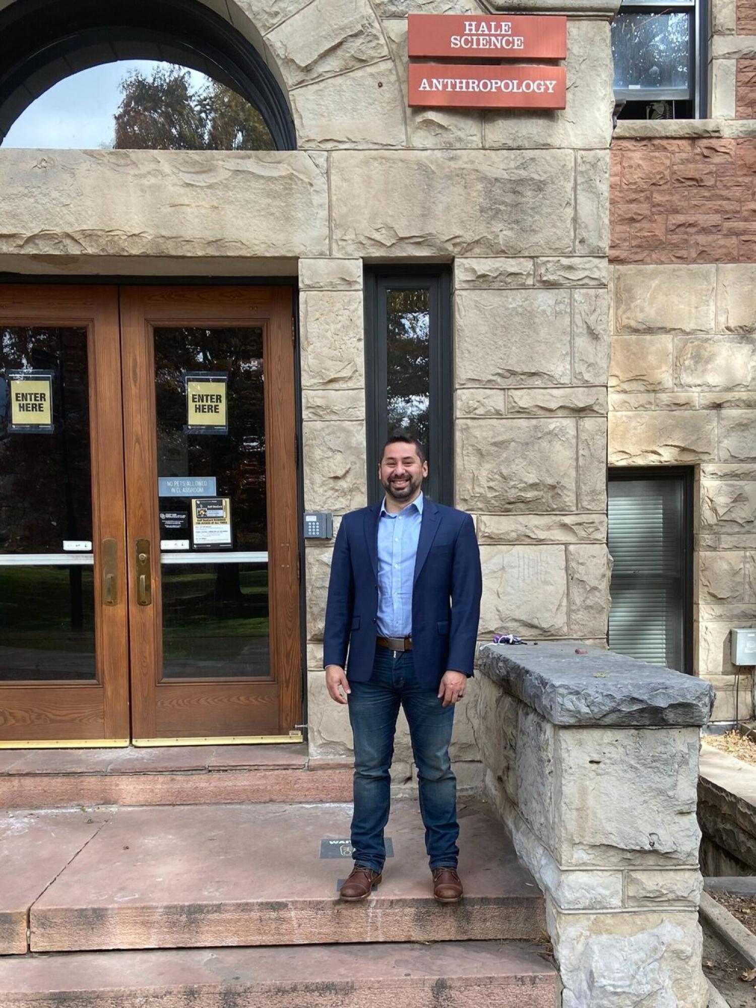 Fernando in front of Hale Science