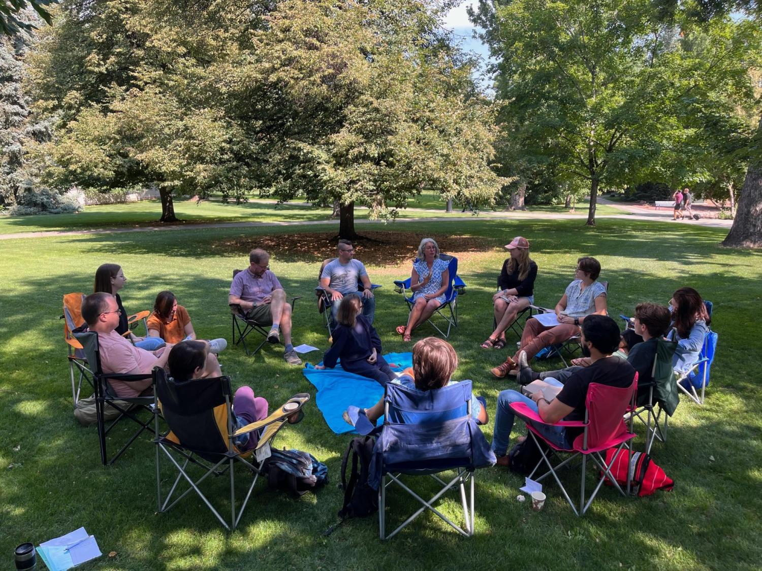 Graduate Student Orientation Picture outside in front of Hale