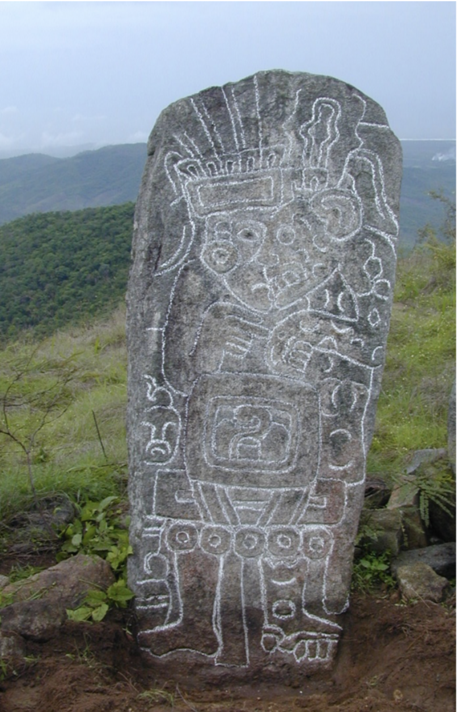 Prehispanic carved stone monument from the coast of Oaxaca, Mexico, depicting the merging of human and jaguar.