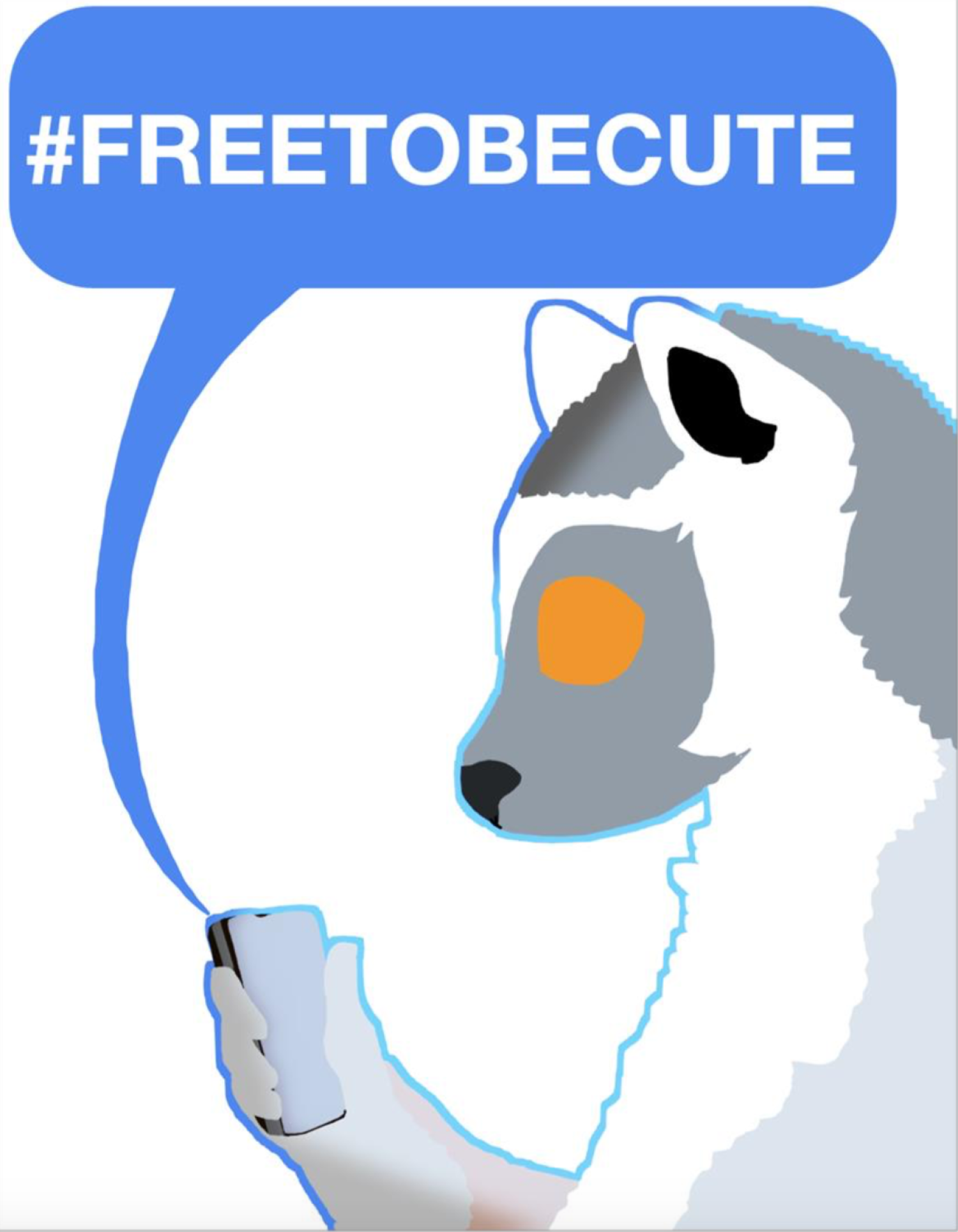 Cartoon primate holding a cell phone