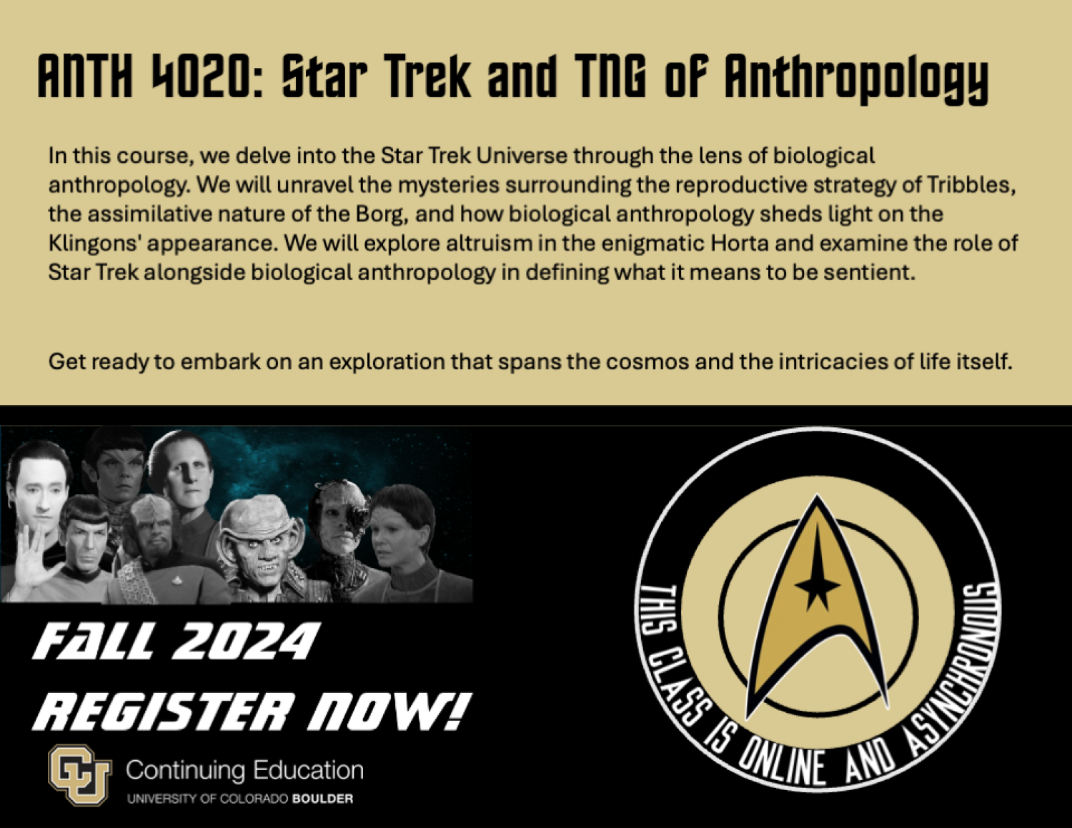 ANTH 4020 Flyer featuring Star Trek characters