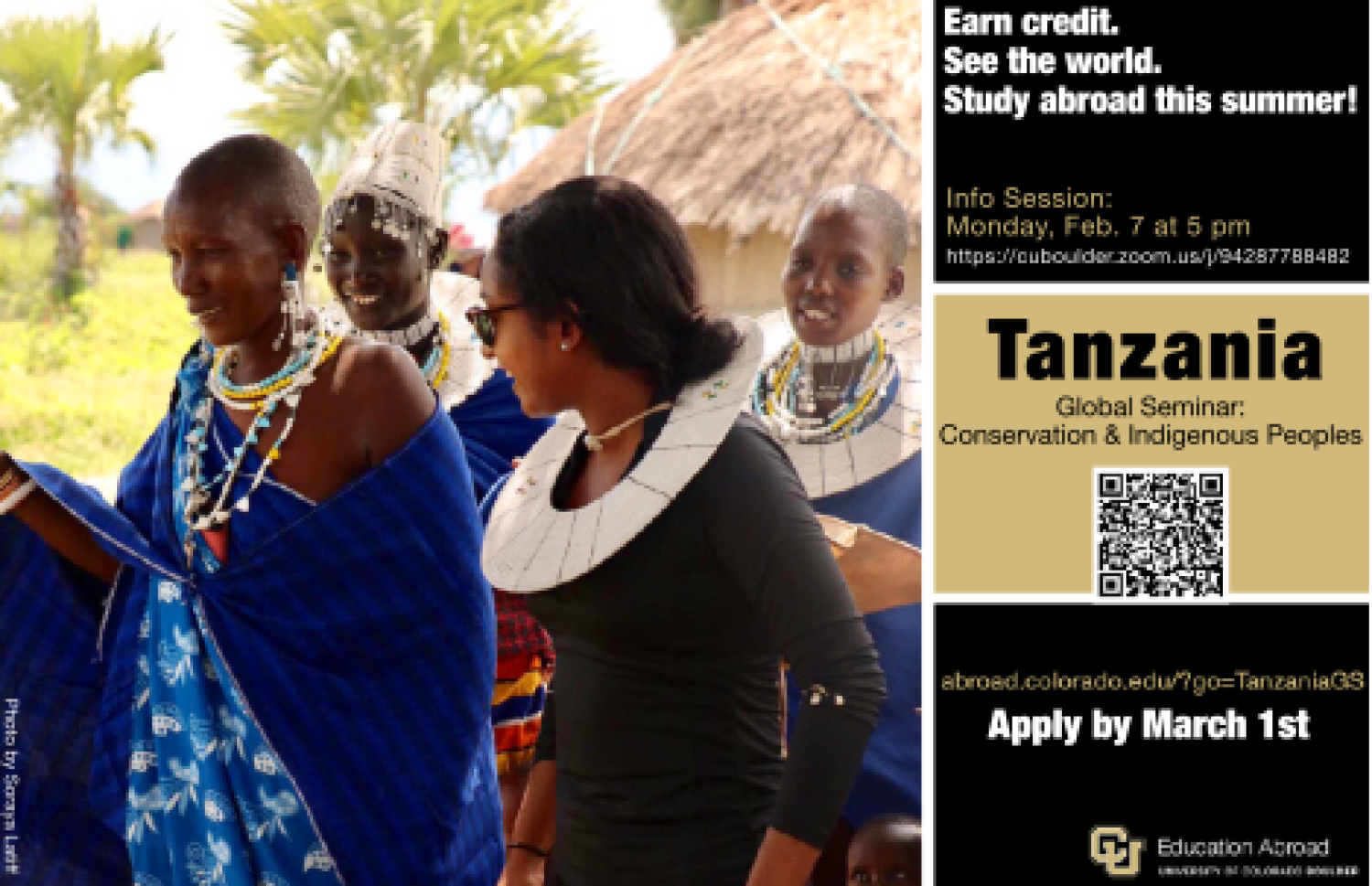 Tanzania Global Seminar Flyer Featuring Local People and a Student