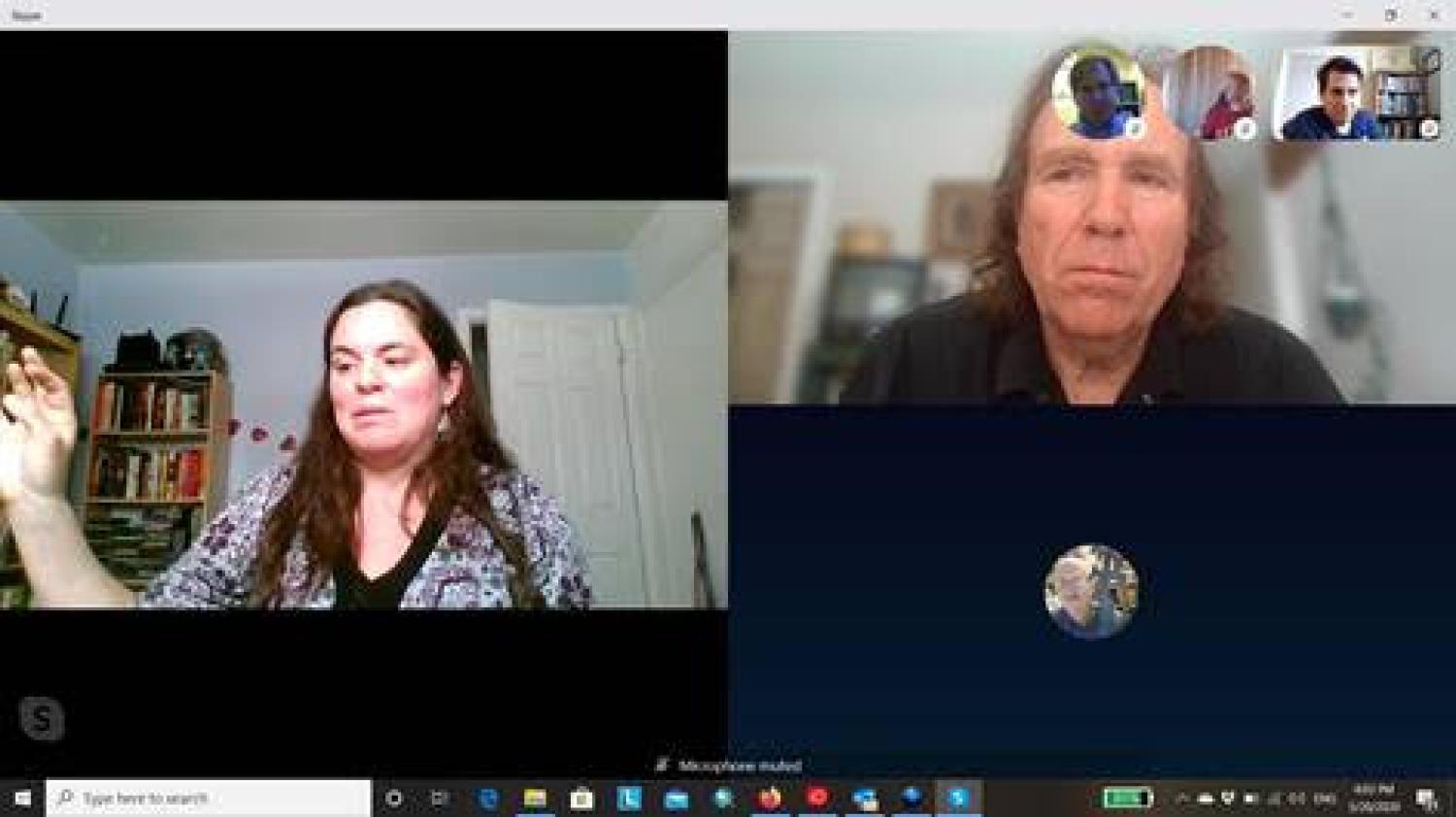 Jessica defending her dissertation via Skype call