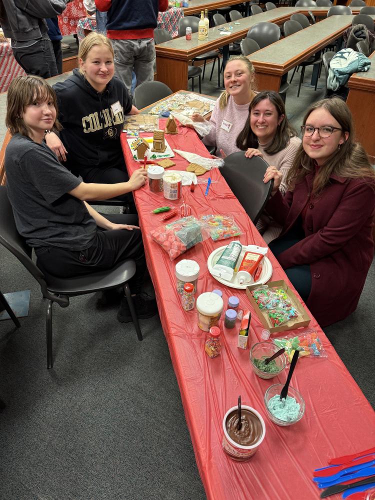 Students eating cookies